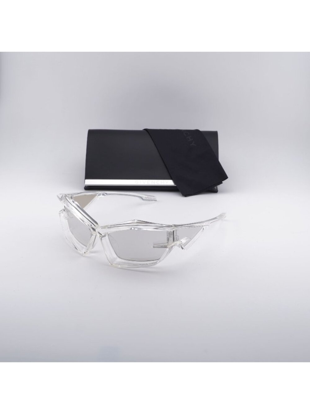 Givenchy GV40049U 26G Geometric Sunglasses - Transparent /Silver Mirror